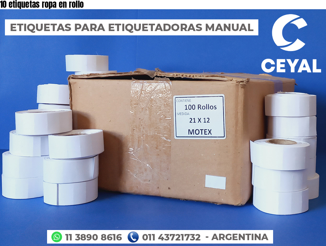 10 etiquetas ropa en rollo