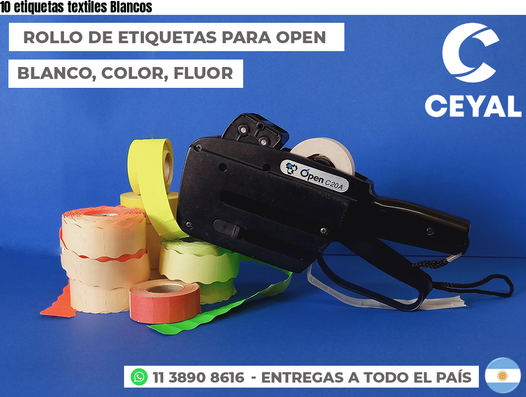 10 etiquetas textiles Blancos