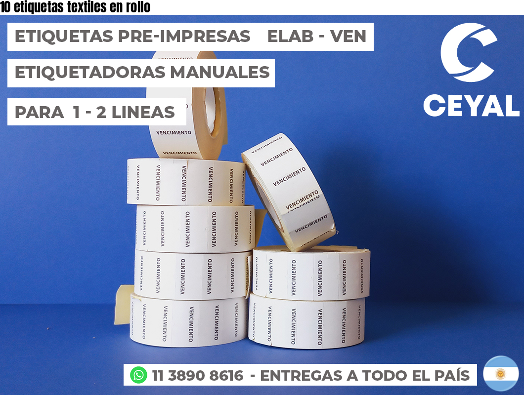 10 etiquetas textiles en rollo