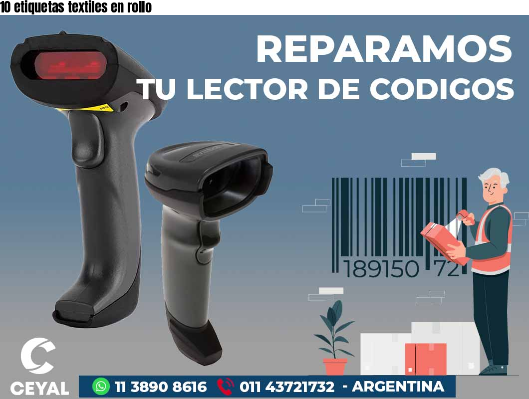 10 etiquetas textiles en rollo