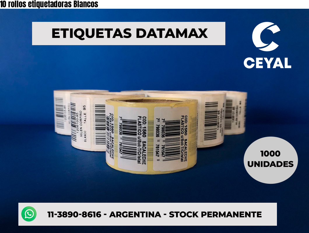 10 rollos etiquetadoras Blancos
