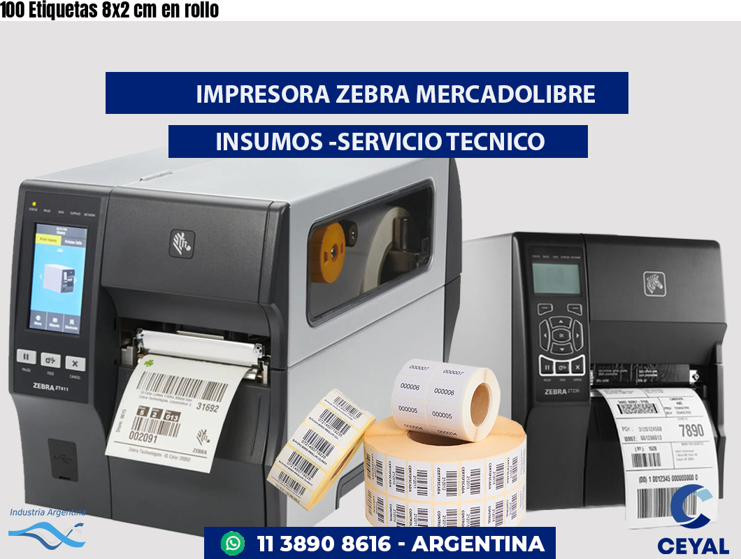 100 Etiquetas 8x2 cm en rollo