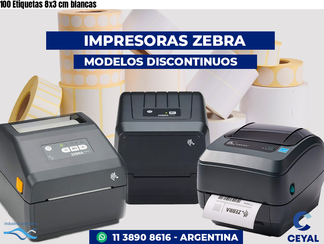 100 Etiquetas 8x3 cm blancas