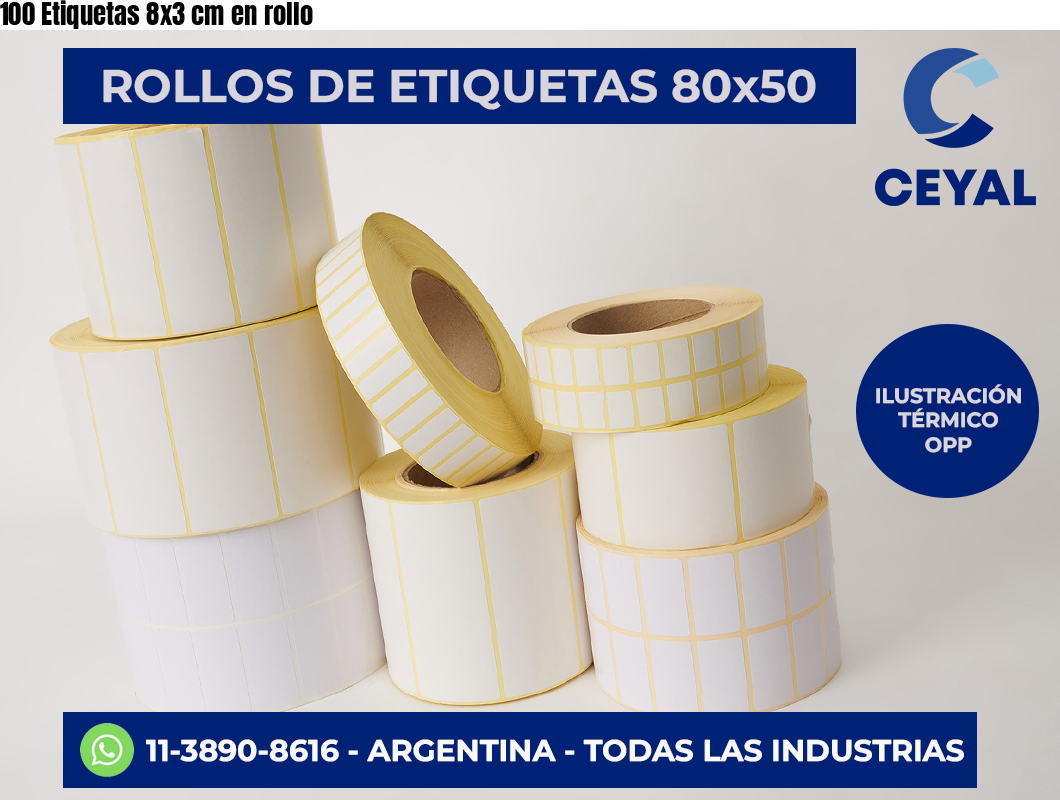 100 Etiquetas 8×3 cm en rollo
