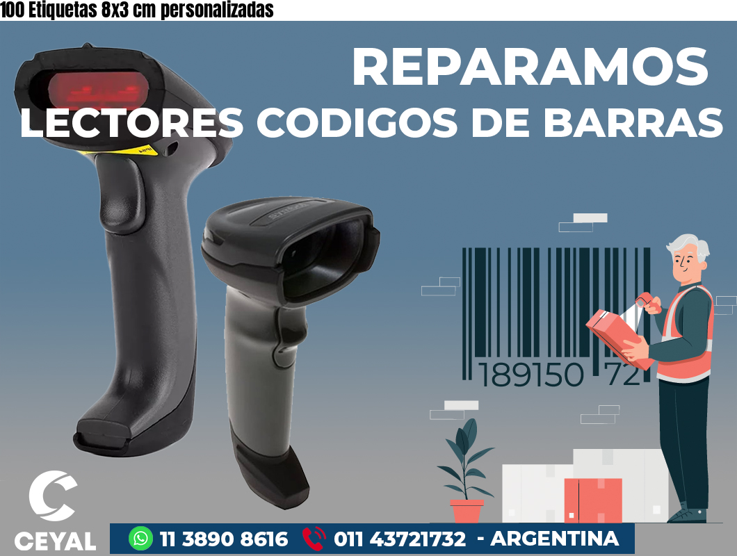 100 Etiquetas 8x3 cm personalizadas