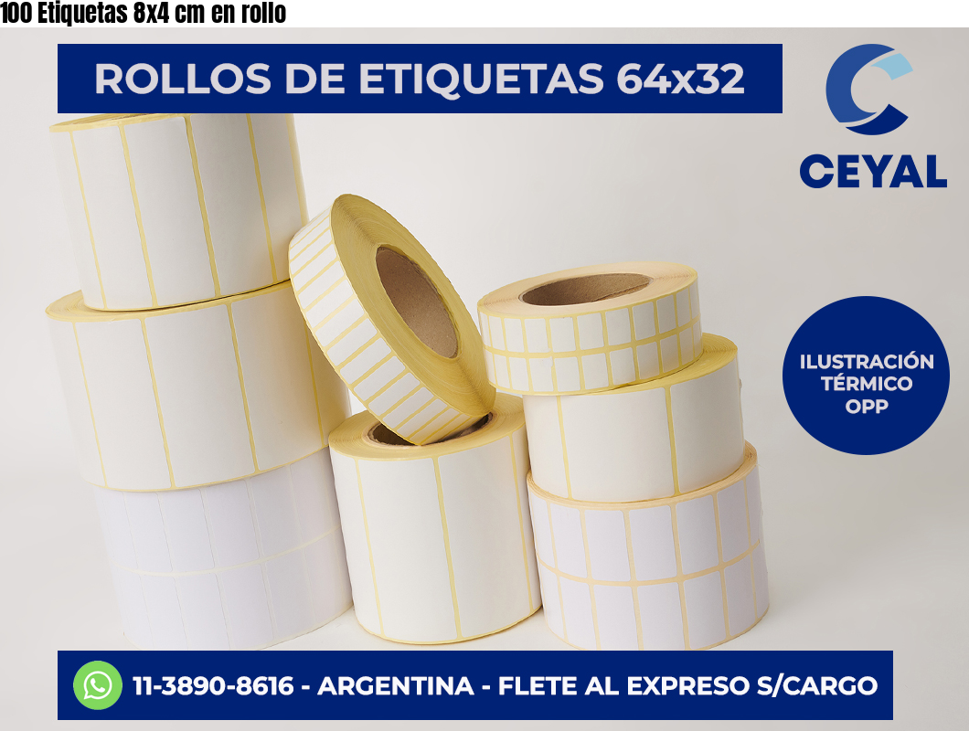 100 Etiquetas 8×4 cm en rollo