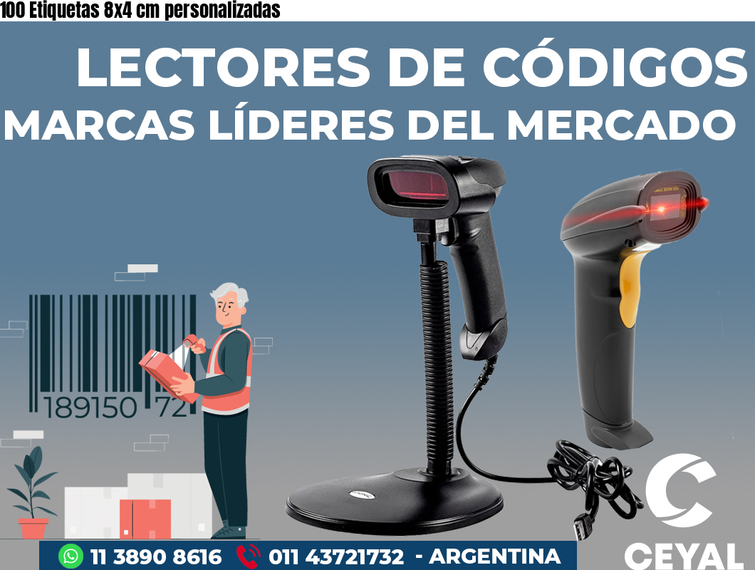 100 Etiquetas 8x4 cm personalizadas