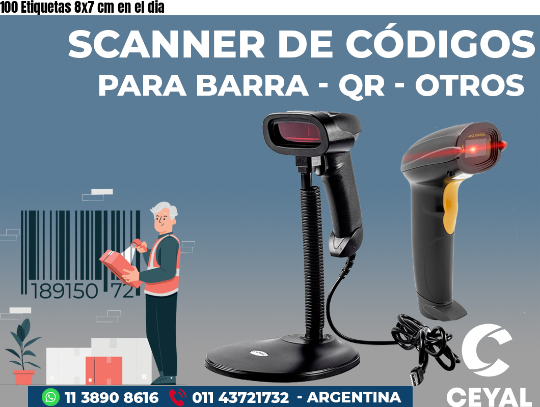 100 Etiquetas 8x7 cm en el dia