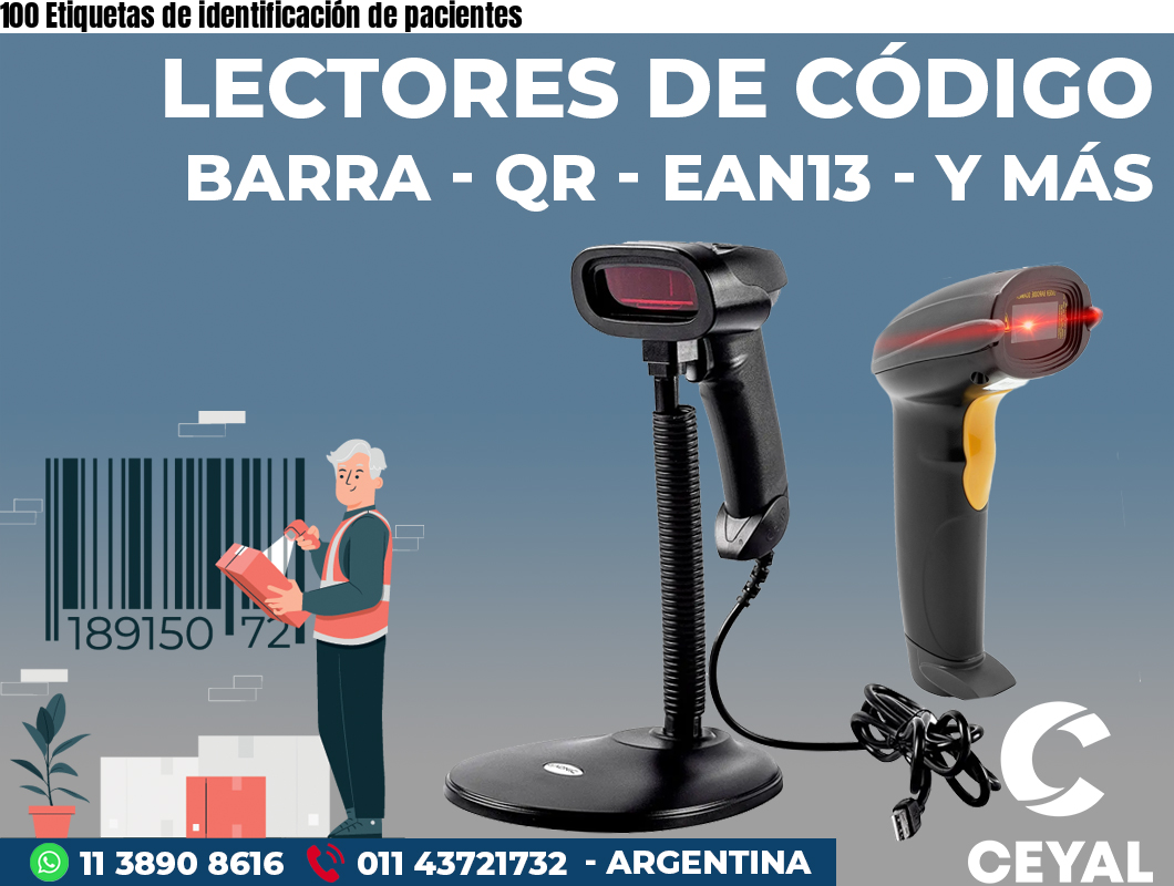 100 Etiquetas de identificación de pacientes