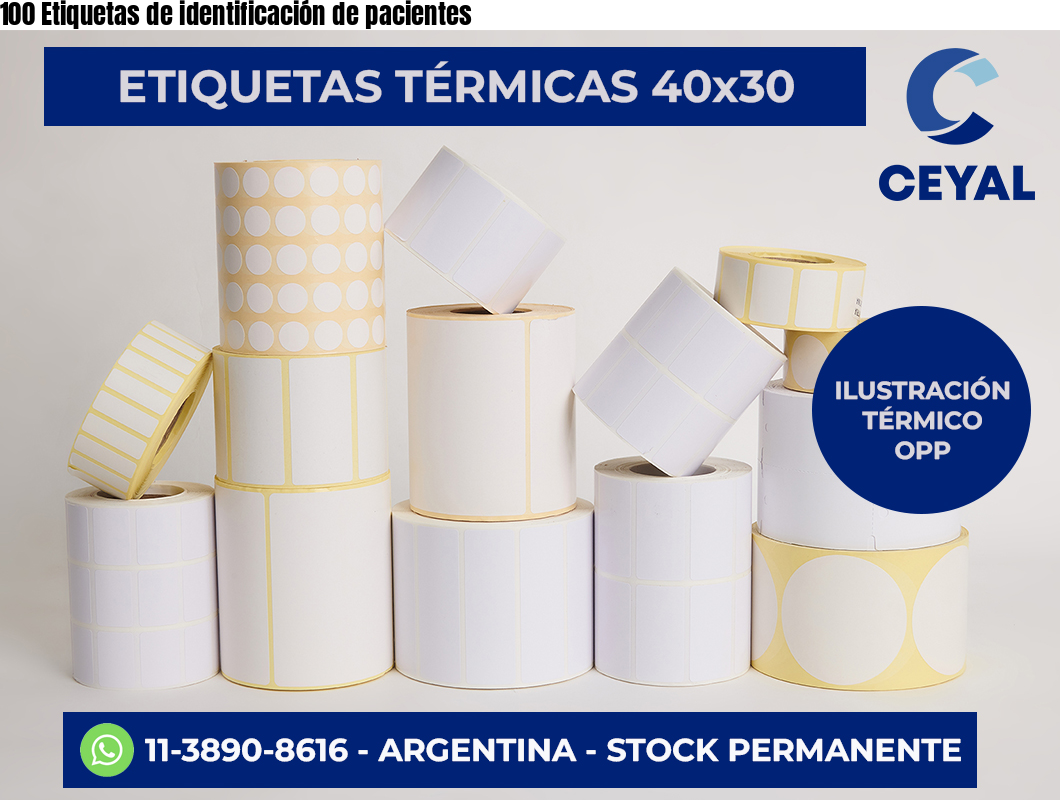 100 Etiquetas de identificación de pacientes