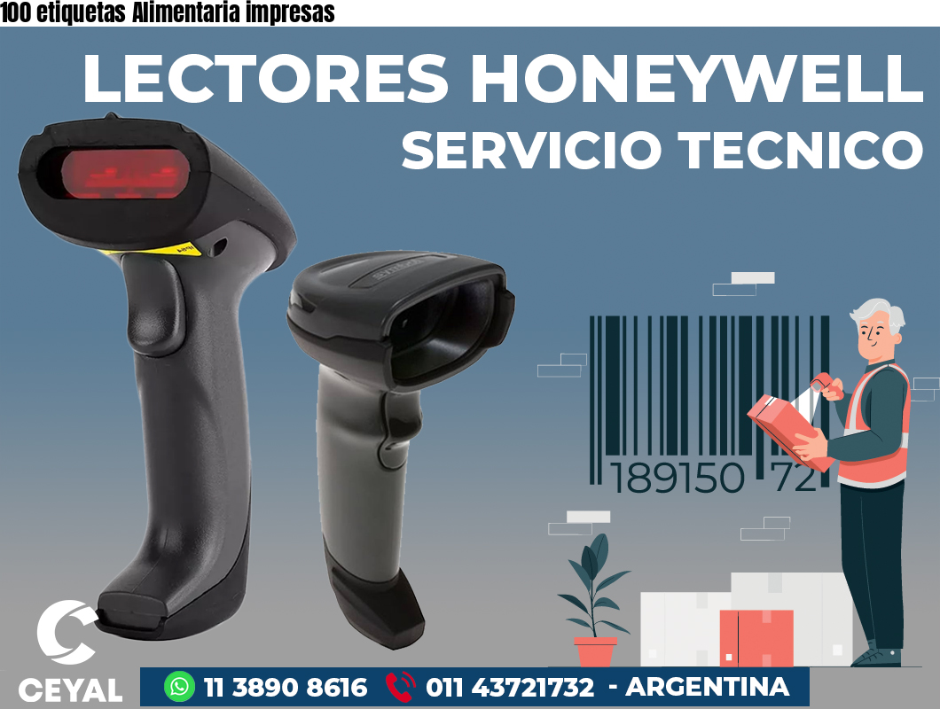 100 etiquetas Alimentaria impresas