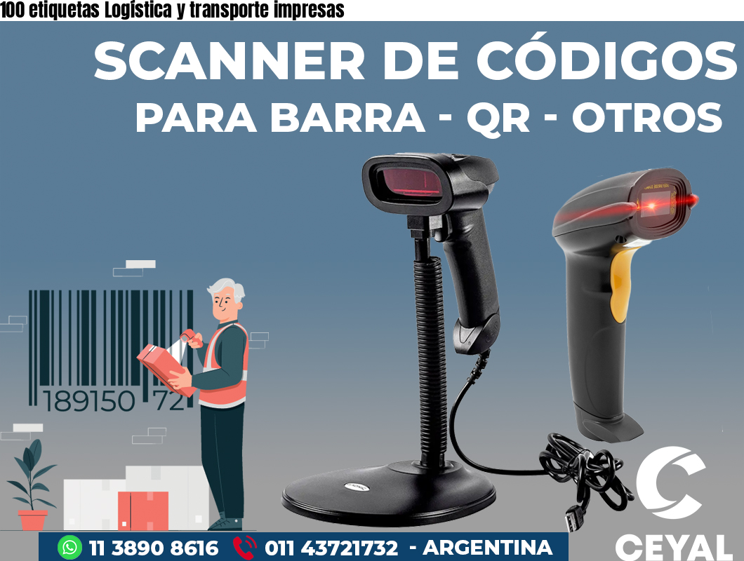 100 etiquetas Logística y transporte impresas