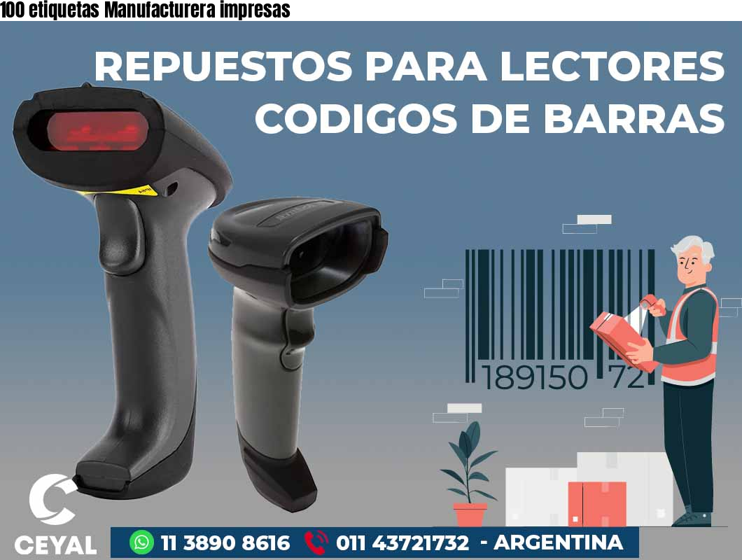 100 etiquetas Manufacturera impresas
