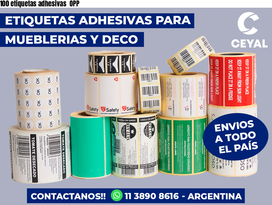 100 etiquetas adhesivas OPP