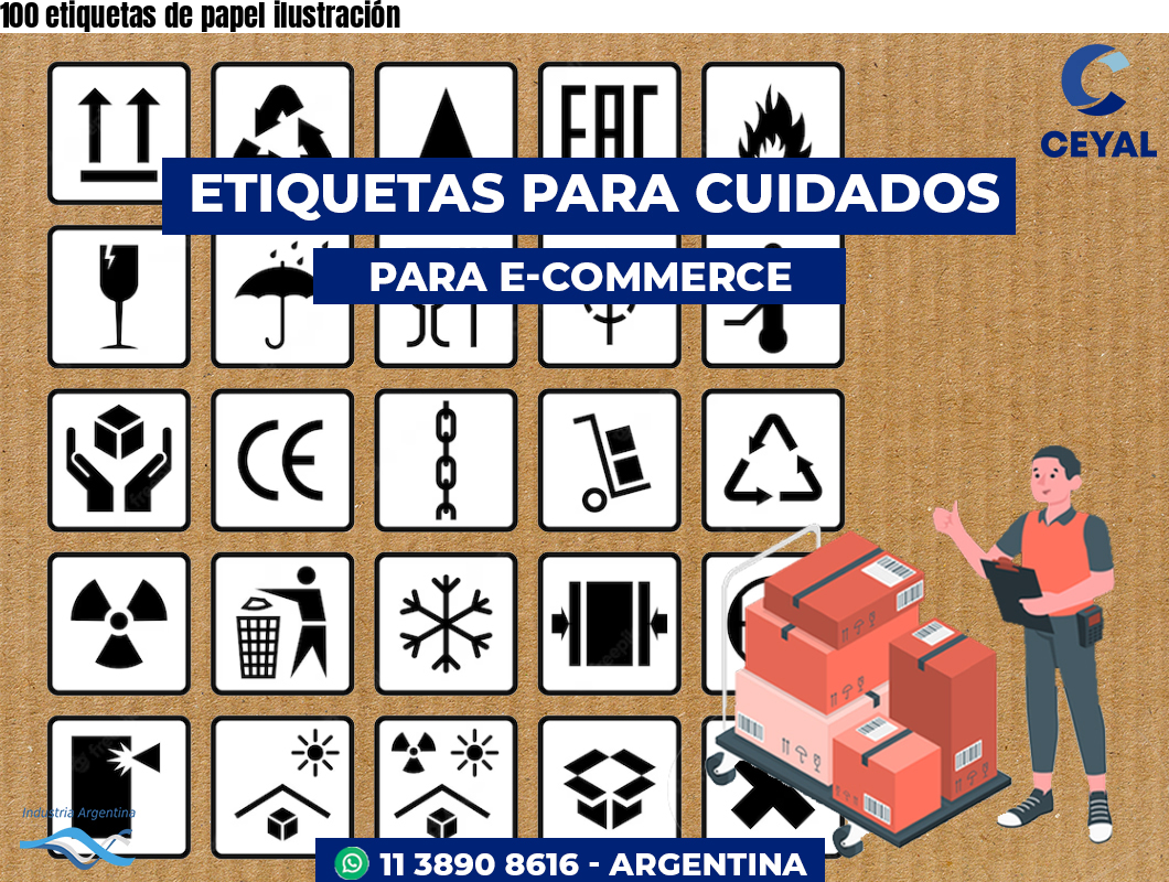 100 etiquetas de papel ilustración