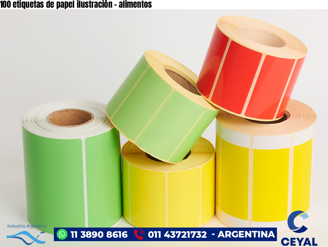 100 etiquetas de papel ilustración – alimentos