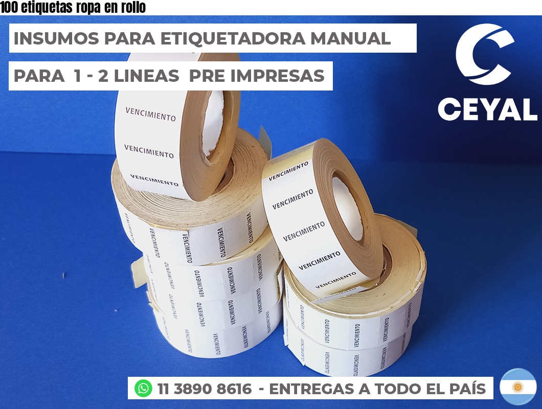 100 etiquetas ropa en rollo