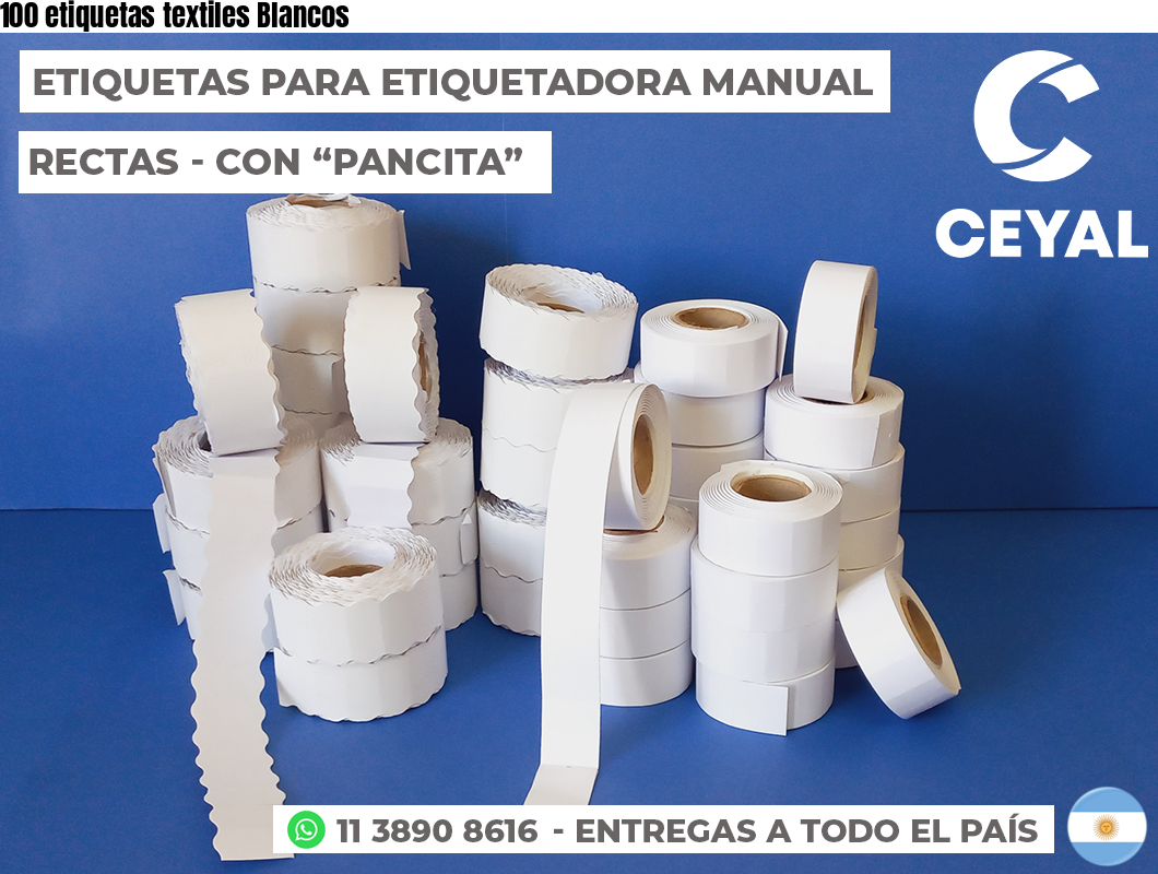 100 etiquetas textiles Blancos