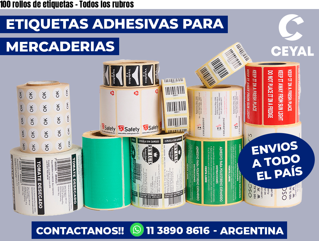 100 rollos de etiquetas - Todos los rubros