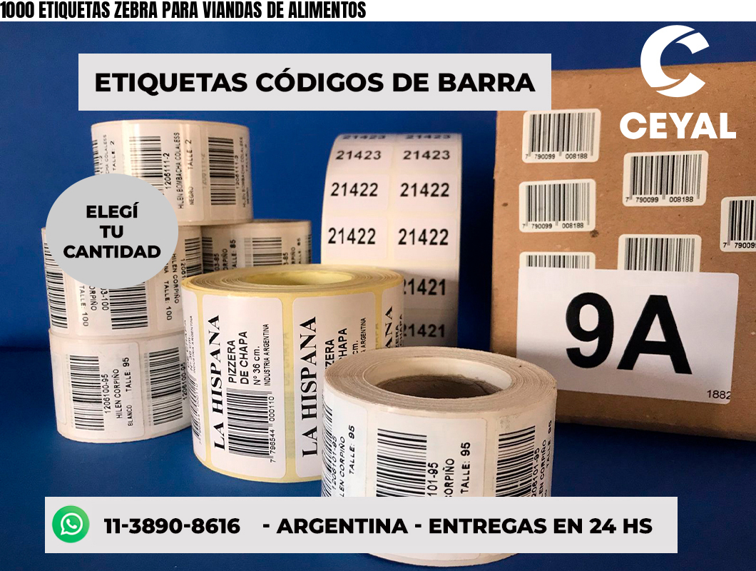 1000 ETIQUETAS ZEBRA PARA VIANDAS DE ALIMENTOS