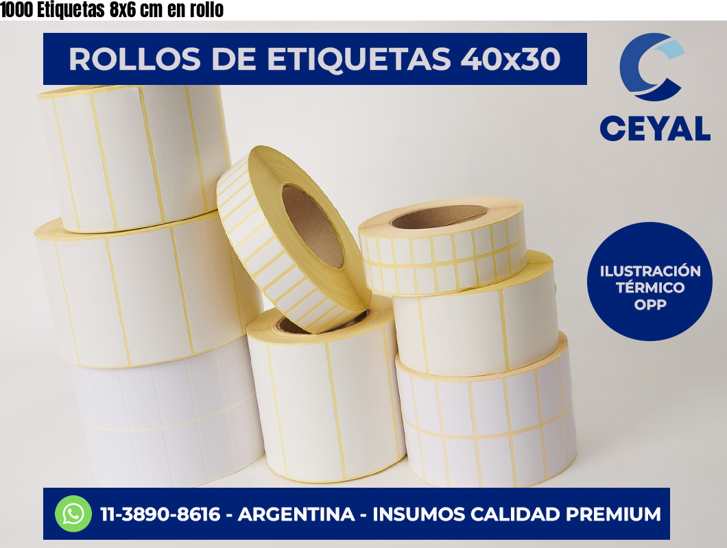 1000 Etiquetas 8×6 cm en rollo