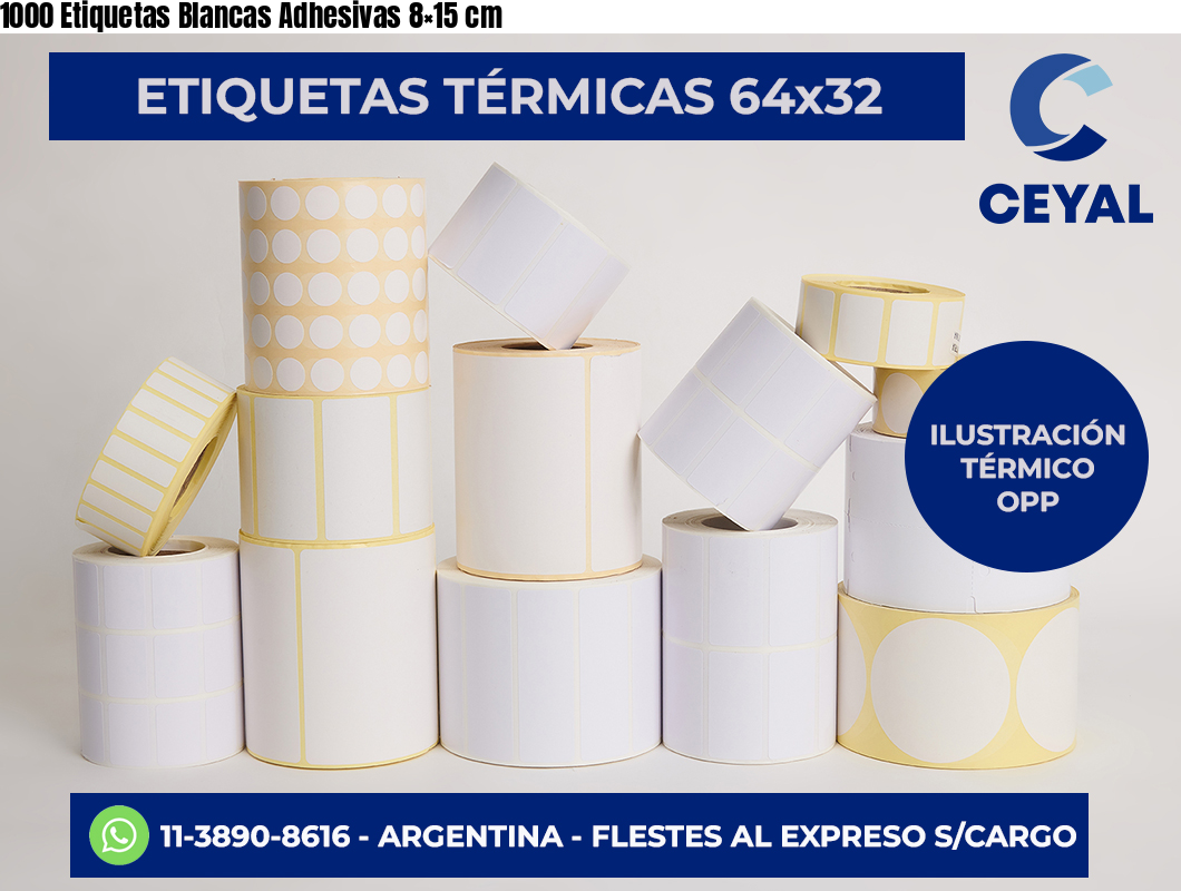 1000 Etiquetas Blancas Adhesivas 8×15 cm