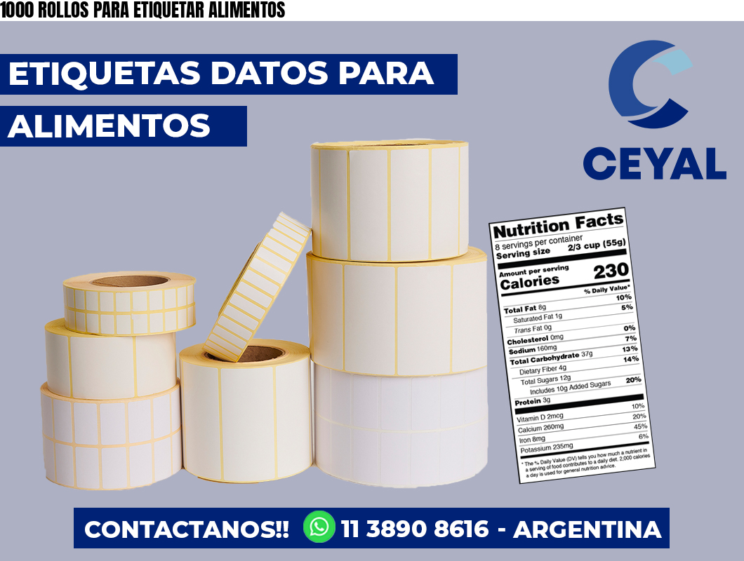 1000 ROLLOS PARA ETIQUETAR ALIMENTOS