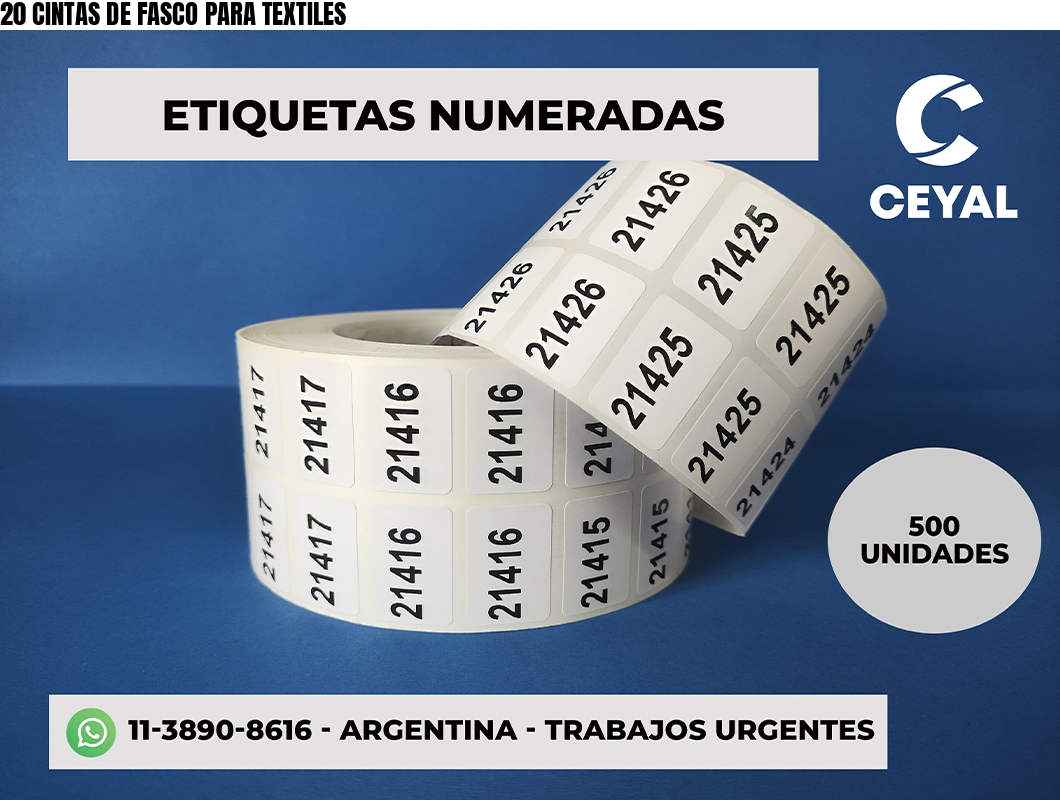 20 CINTAS DE FASCO PARA TEXTILES