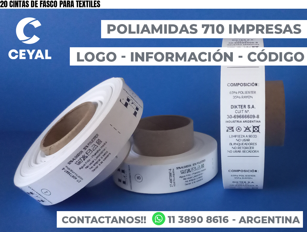 20 CINTAS DE FASCO PARA TEXTILES