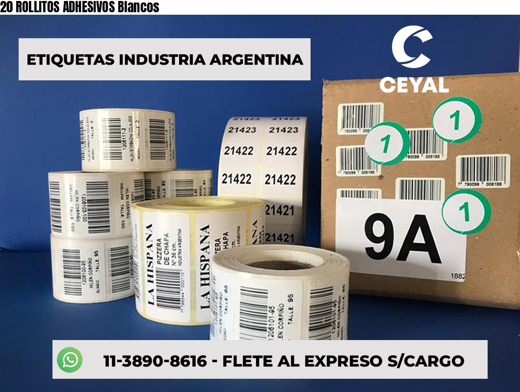 20 ROLLITOS ADHESIVOS Blancos
