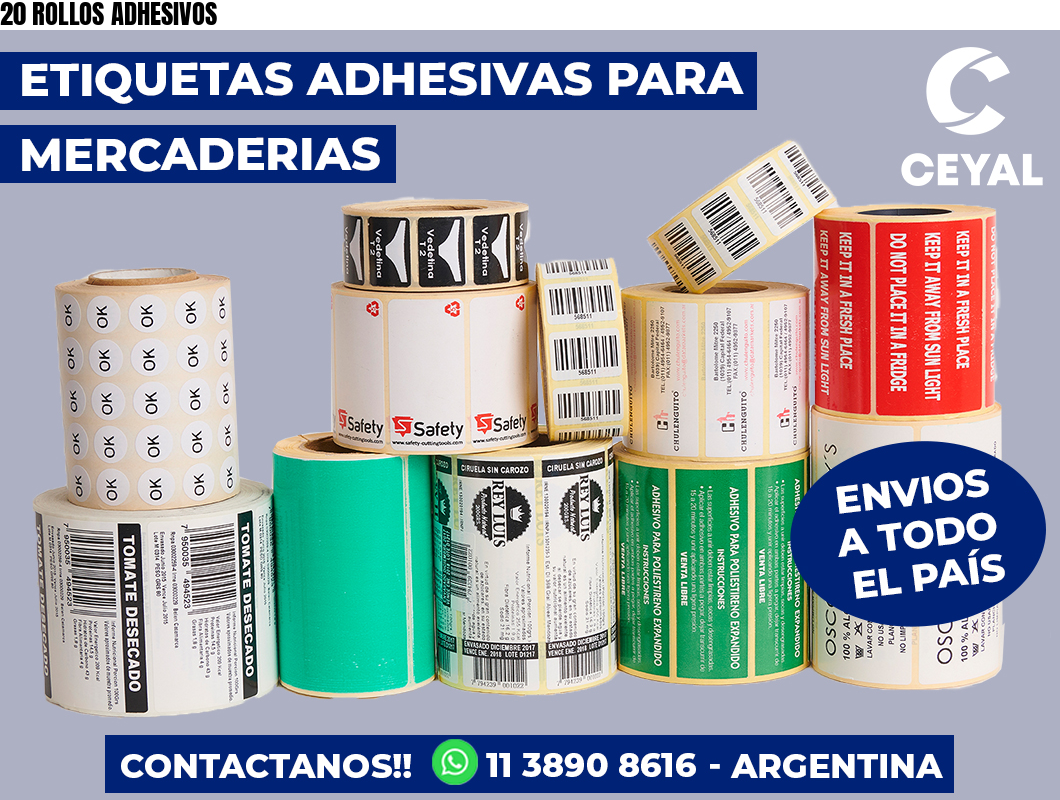 20 ROLLOS ADHESIVOS