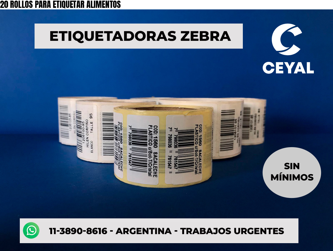 20 ROLLOS PARA ETIQUETAR ALIMENTOS