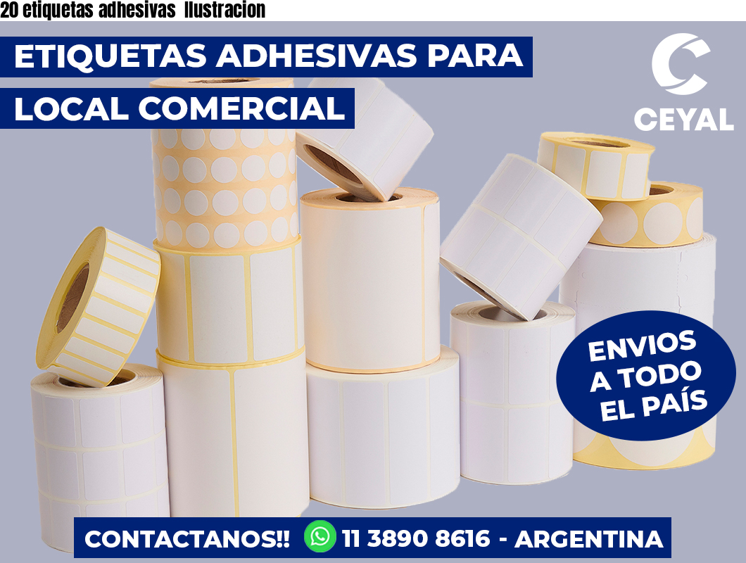 20 etiquetas adhesivas  Ilustracion