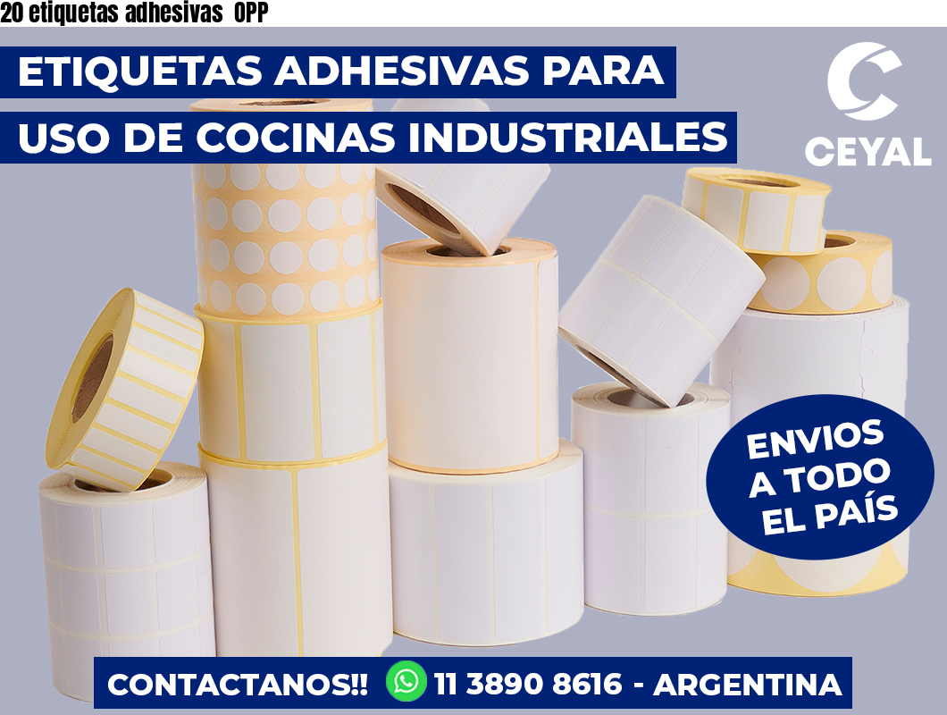 20 etiquetas adhesivas  OPP