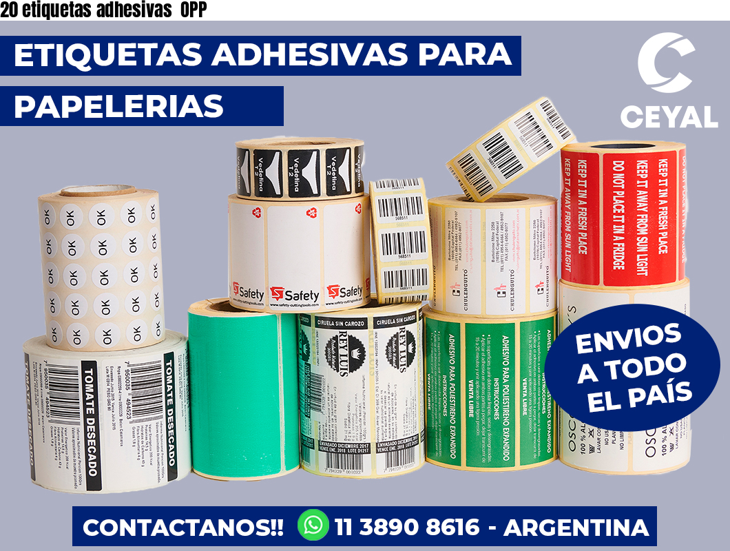 20 etiquetas adhesivas  OPP