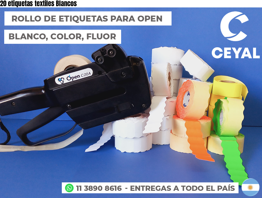 20 etiquetas textiles Blancos