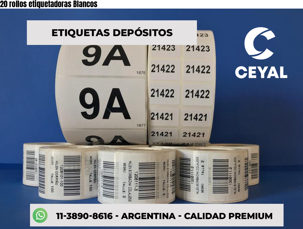 20 rollos etiquetadoras Blancos