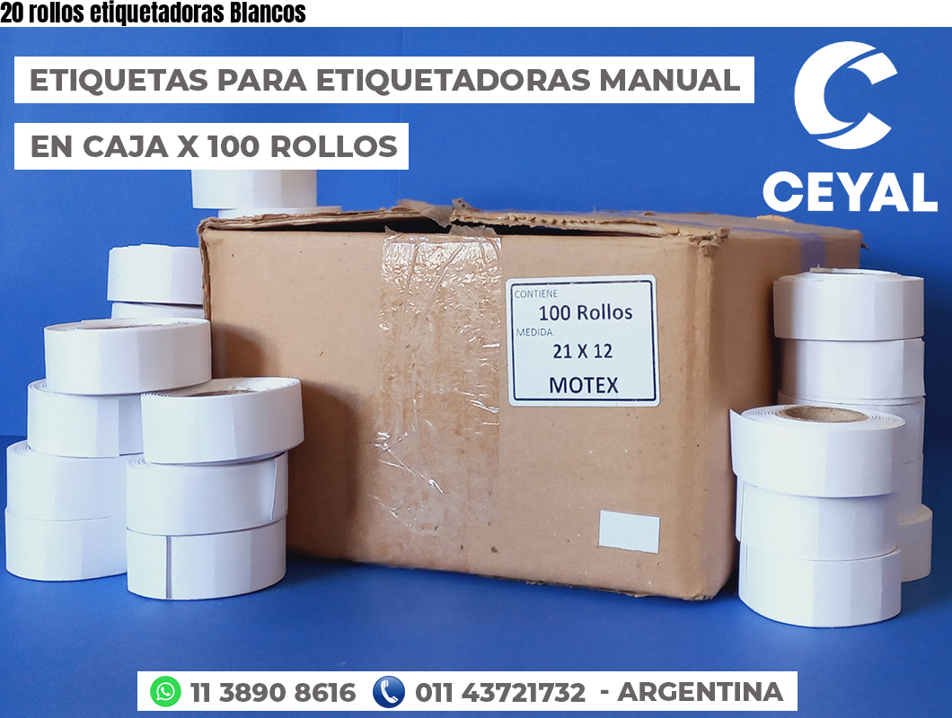 20 rollos etiquetadoras Blancos