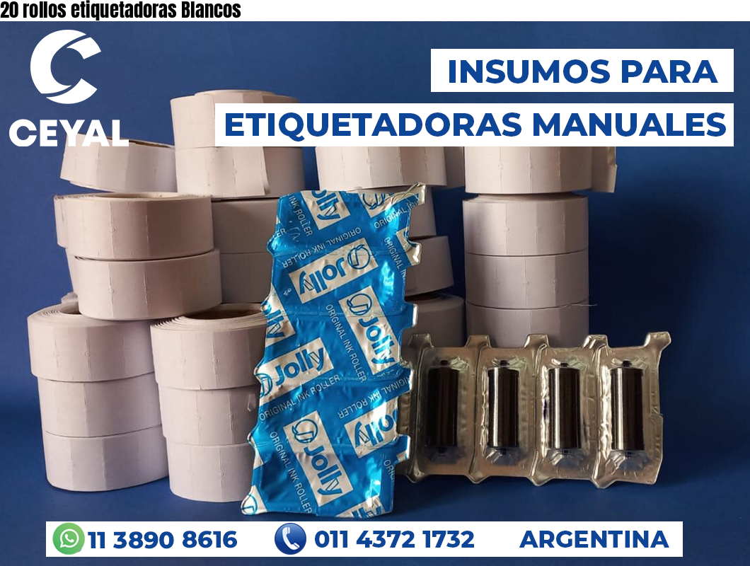 20 rollos etiquetadoras Blancos