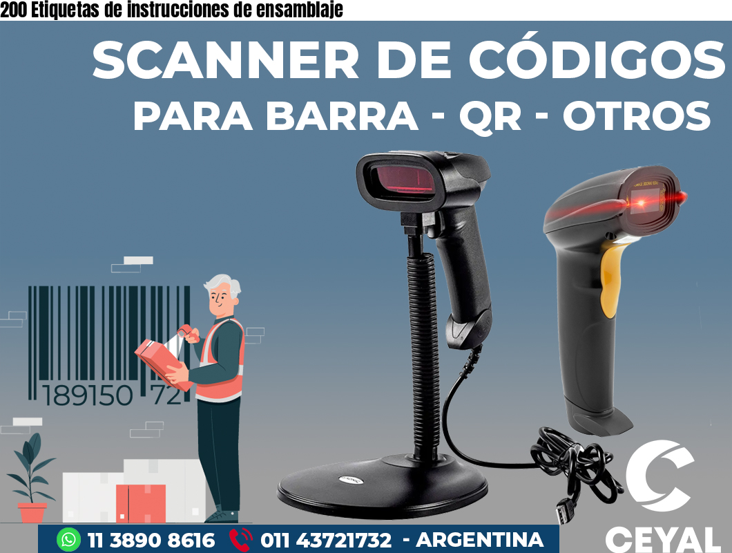 200 Etiquetas de instrucciones de ensamblaje