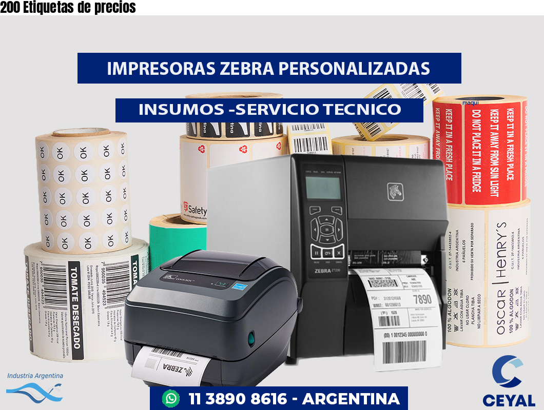 200 Etiquetas de precios