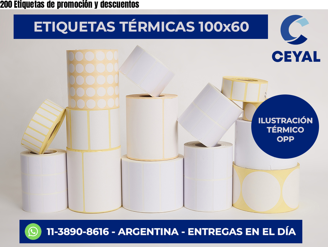 200 Etiquetas de promoción y descuentos