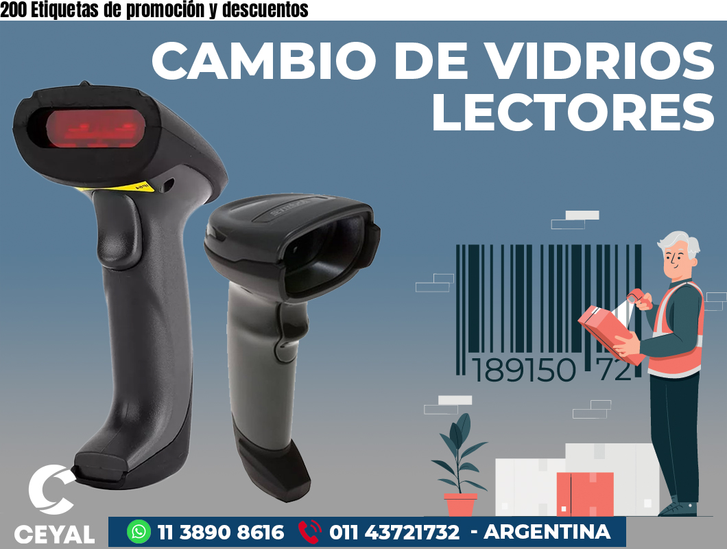 200 Etiquetas de promoción y descuentos