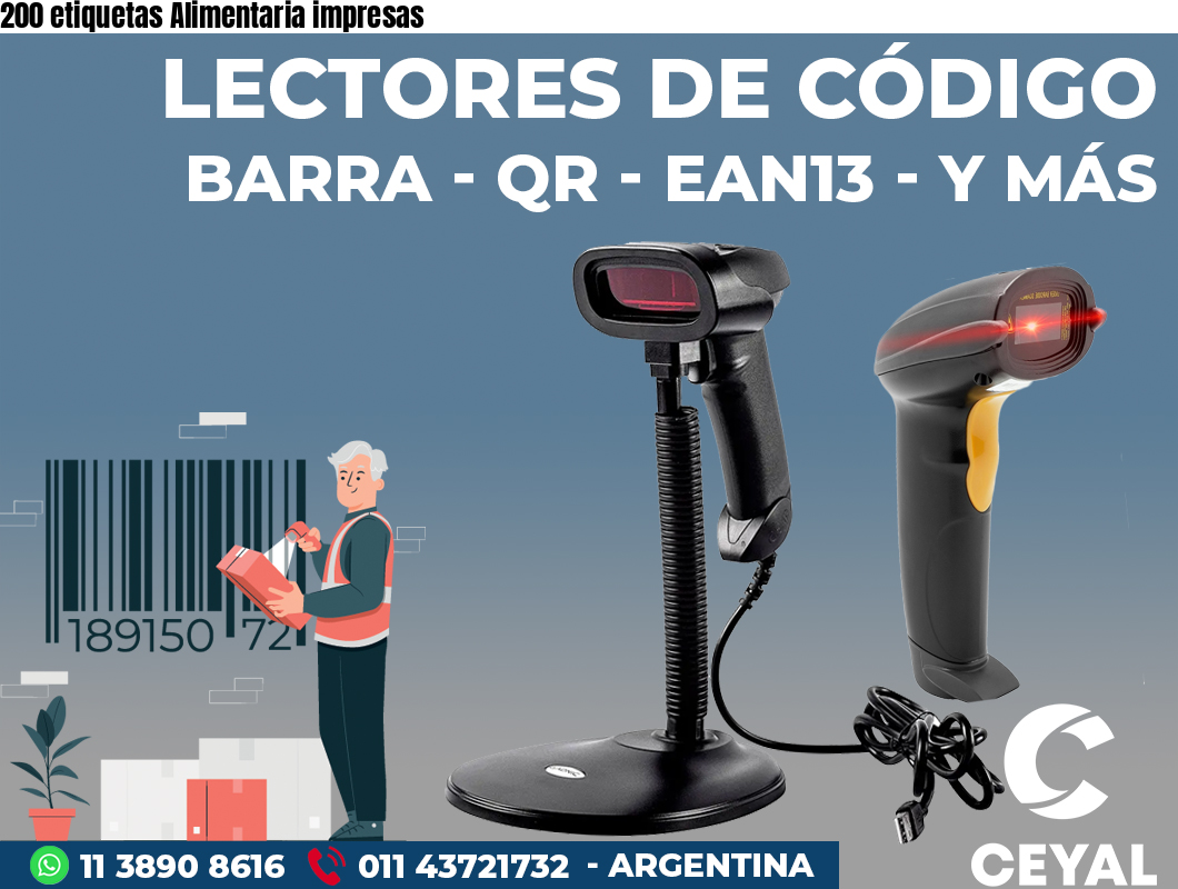 200 etiquetas Alimentaria impresas