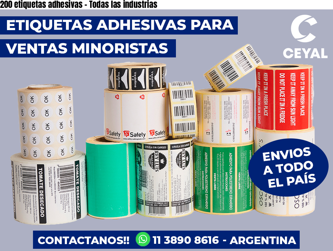 200 etiquetas adhesivas - Todas las industrias