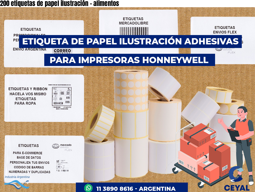 200 etiquetas de papel ilustración - alimentos