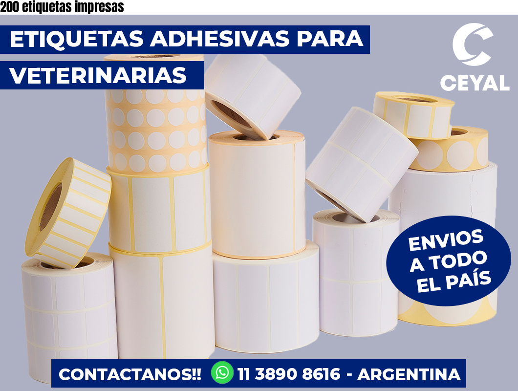 200 etiquetas impresas