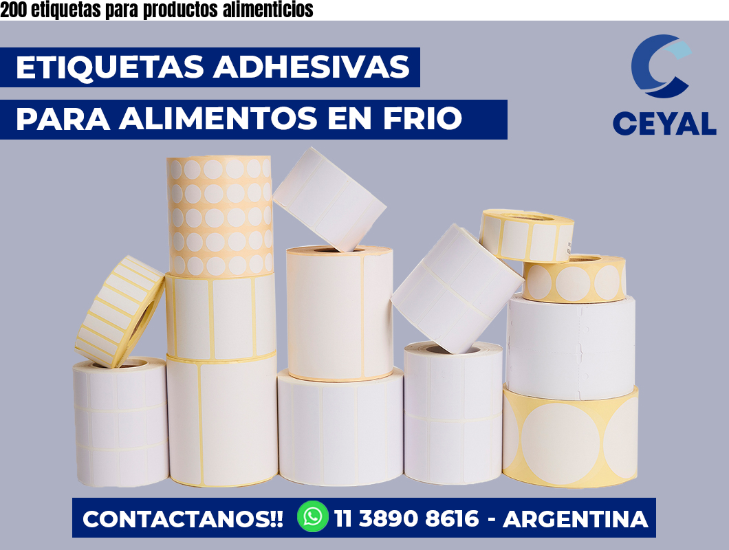 200 etiquetas para productos alimenticios