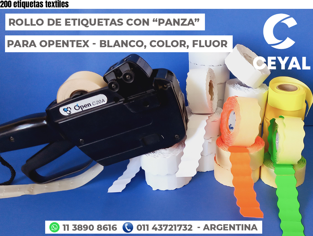 200 etiquetas textiles