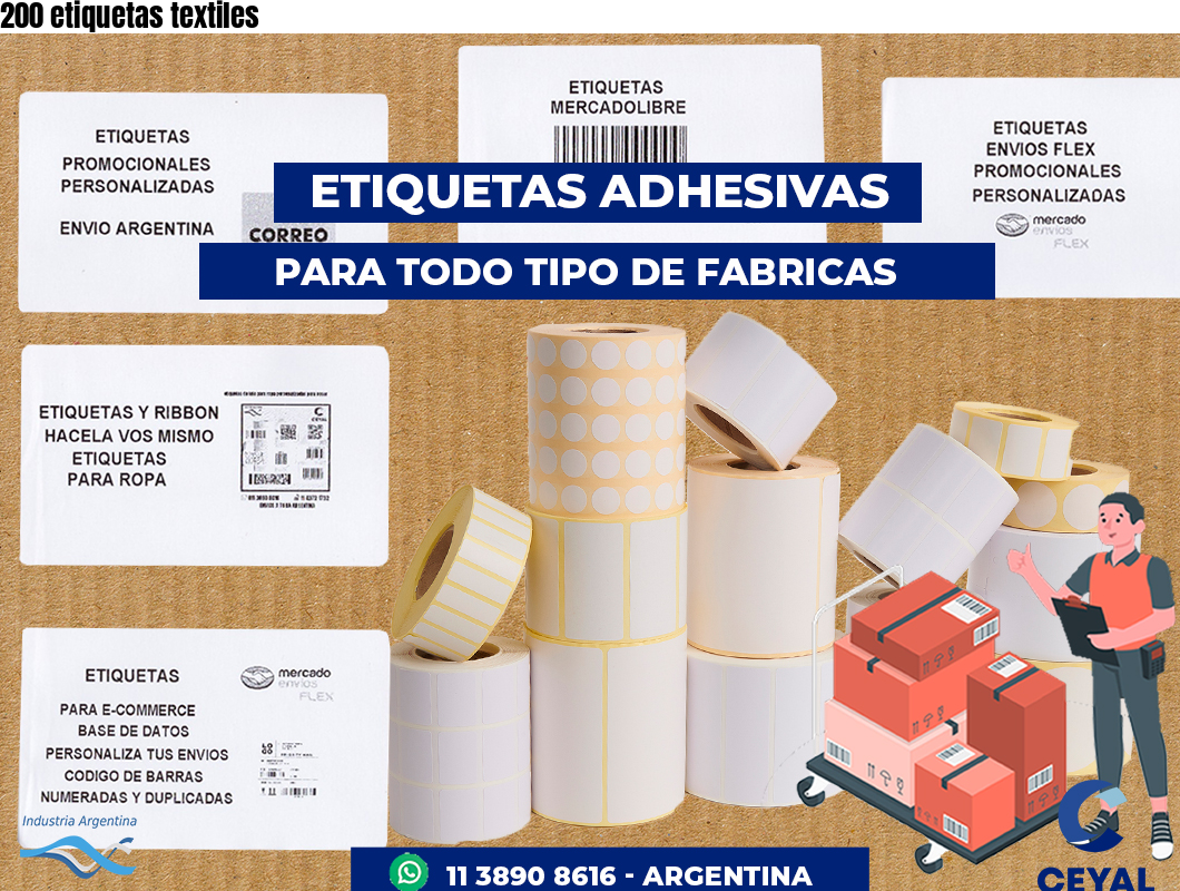 200 etiquetas textiles